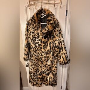 RACHEL ZOE Faux Fur Animal Leopard Print Coat Size M